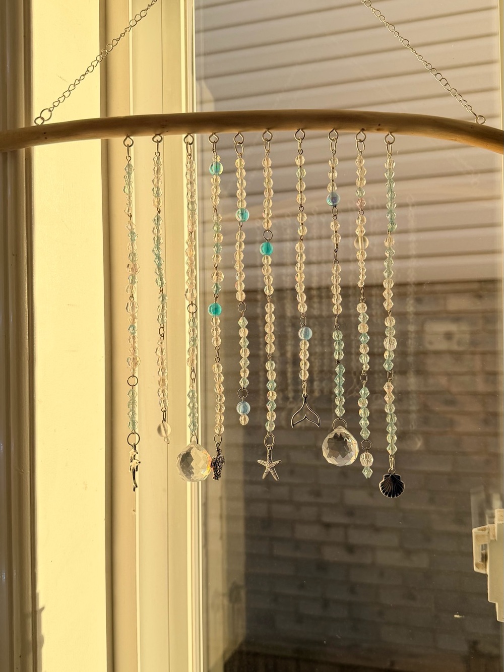 Coastal Glass Bead Hanging Mobile – Blue and Clear